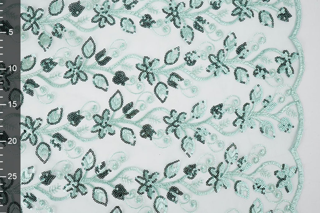 Mesh Geborduurd Pailletten Melissa Licht Oud Groen