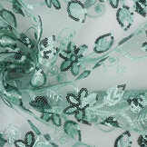 Mesh Geborduurd Pailletten Melissa Licht Oud Groen