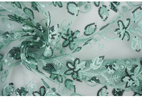 Mesh Geborduurd Pailletten Melissa Licht Oud Groen