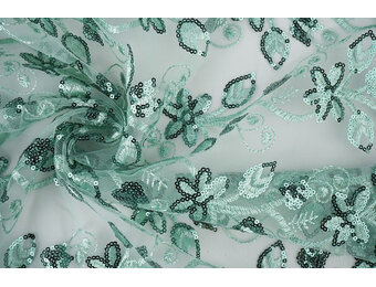 Mesh Geborduurd Pailletten Melissa Licht Oud Groen