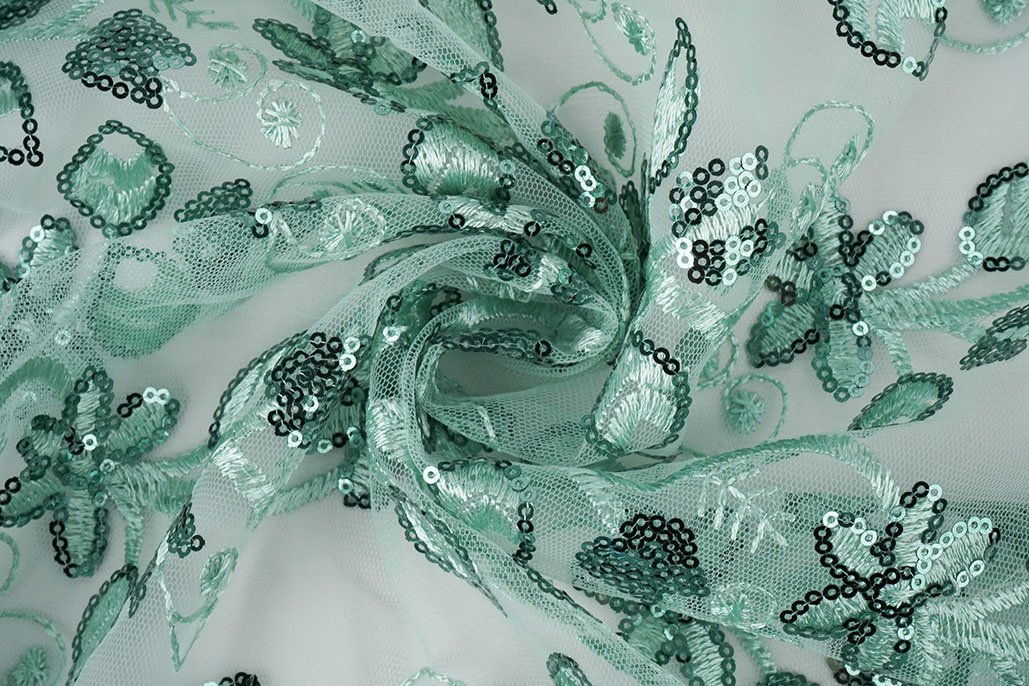 Mesh Embroidered Sequins Melissa Light Old Green