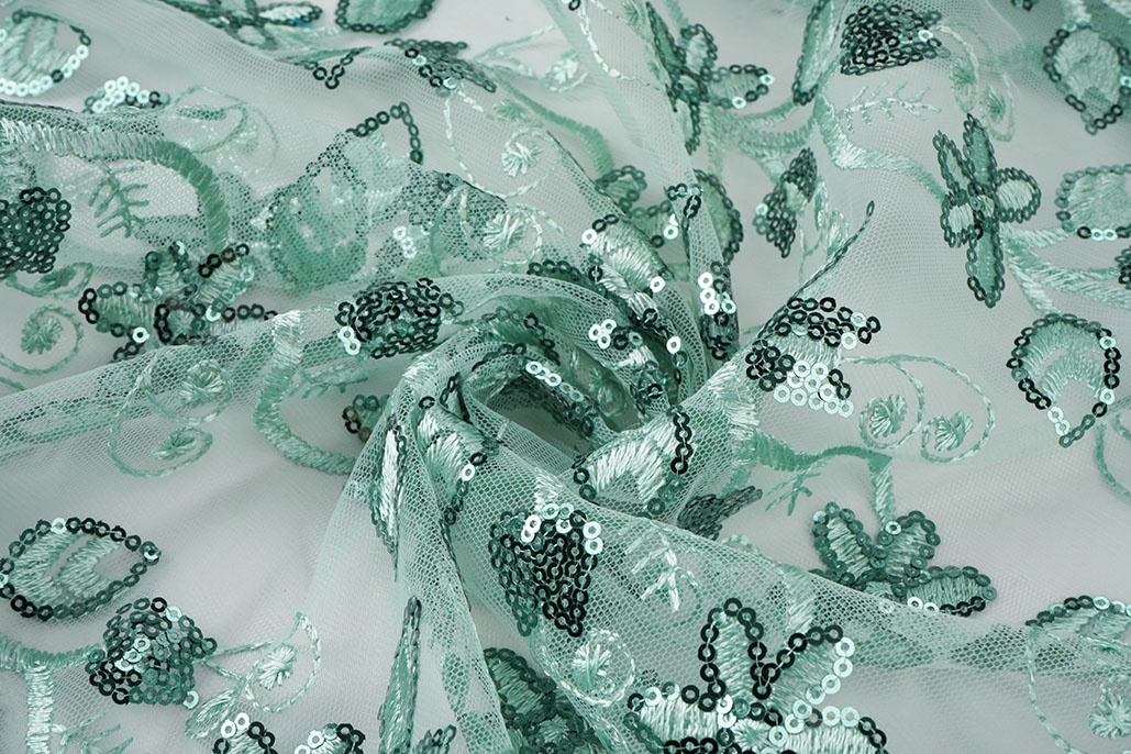 Mesh Embroidered Sequins Melissa Light Old Green
