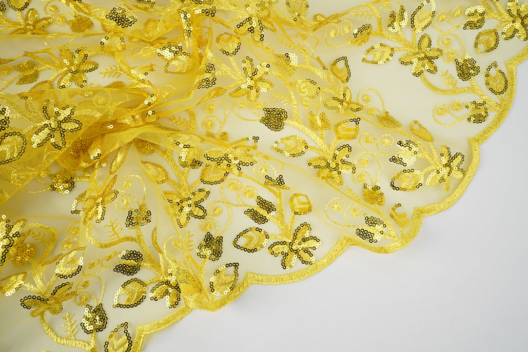 Mesh Embroidered Sequins Melissa Yellow