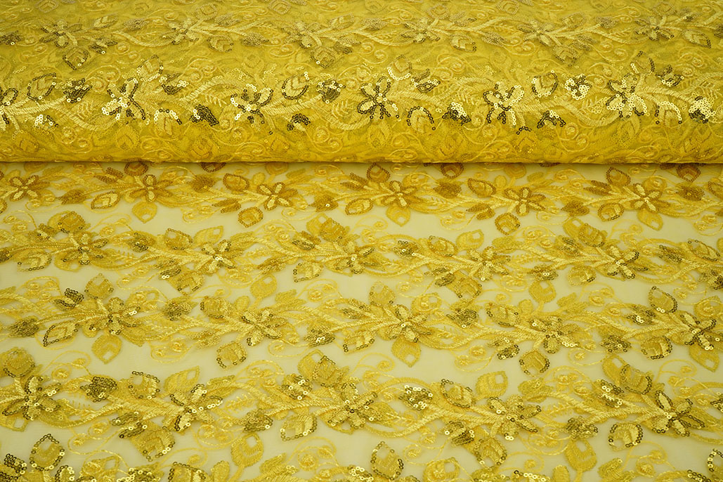 Mesh Embroidered Sequins Melissa Yellow