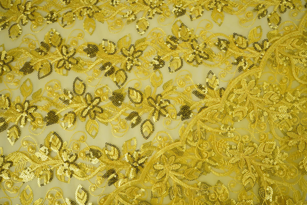 Mesh Embroidered Sequins Melissa Yellow