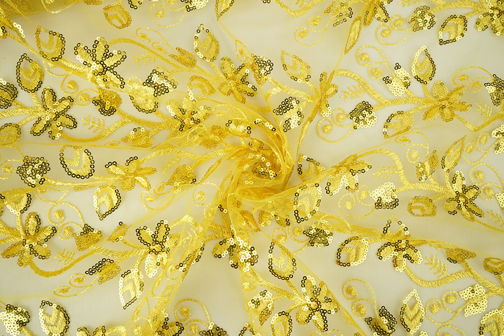 Netz Bestickt Pailletten Melissa Gelb