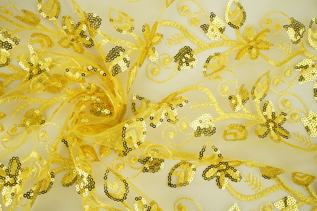 Mesh Embroidered Sequins Melissa Yellow