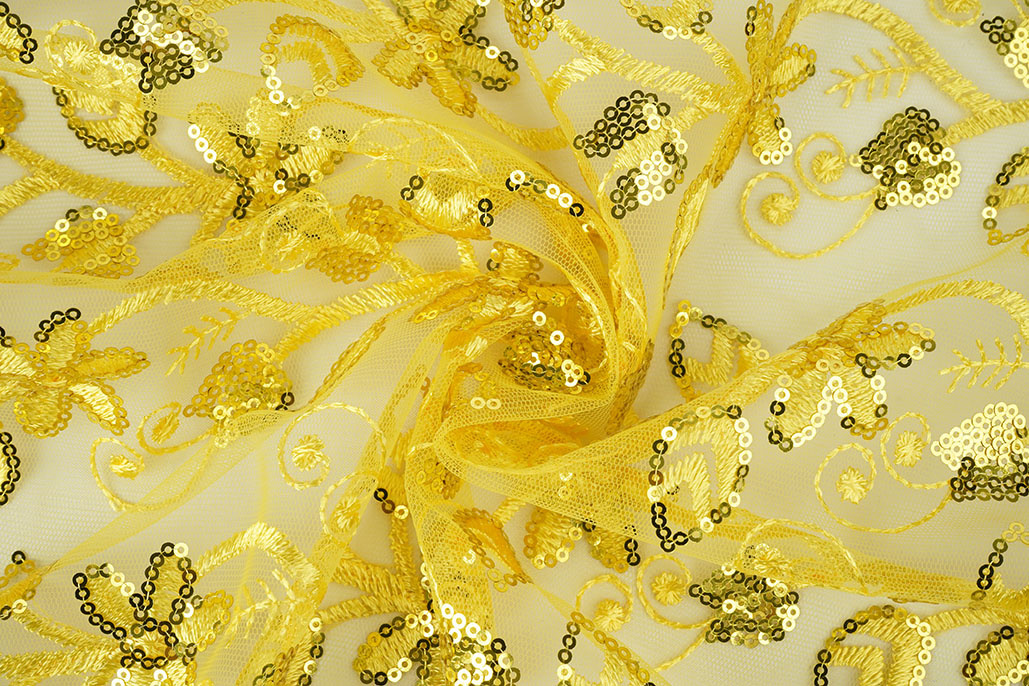 Mesh Embroidered Sequins Melissa Yellow
