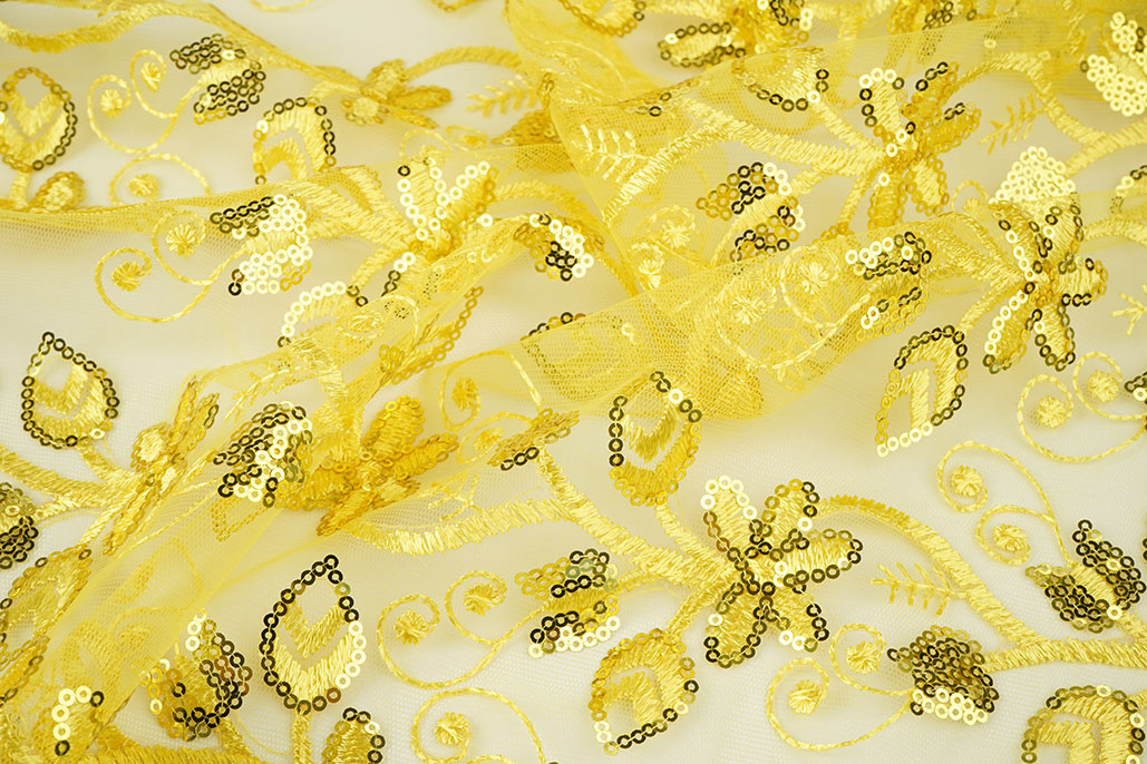 Mesh Embroidered Sequins Melissa Yellow