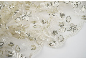 Mesh Embroidered Sequins Melissa Off-White