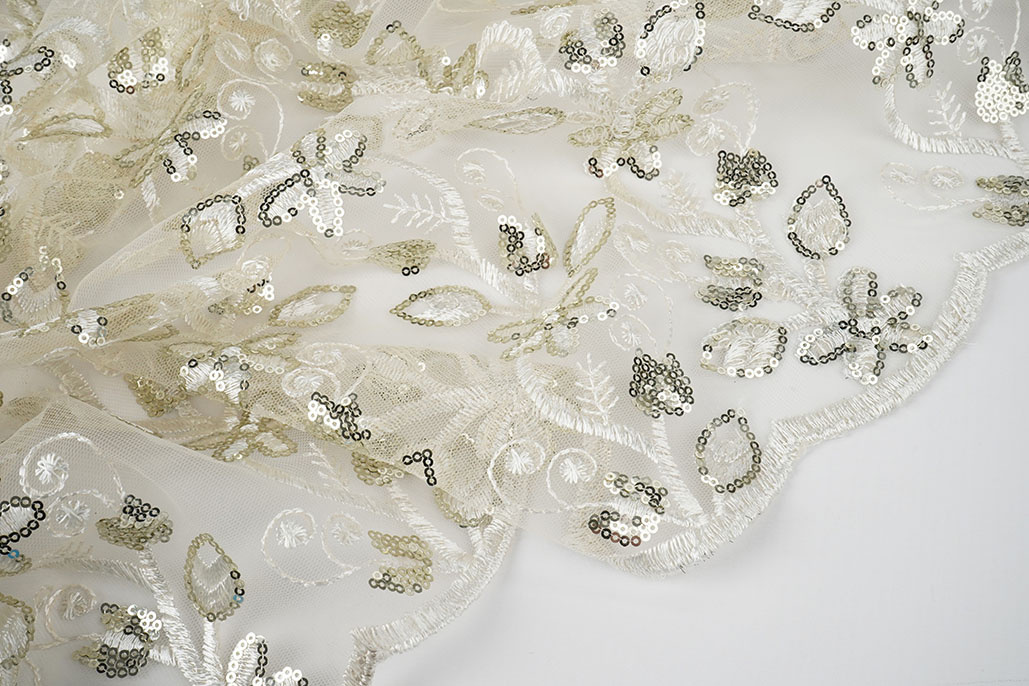 Mesh Embroidered Sequins Melissa Off-White
