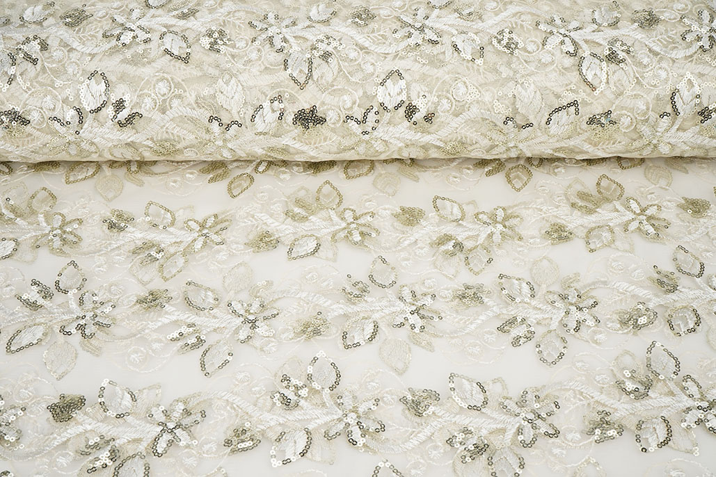 Mesh Embroidered Sequins Melissa Off-White