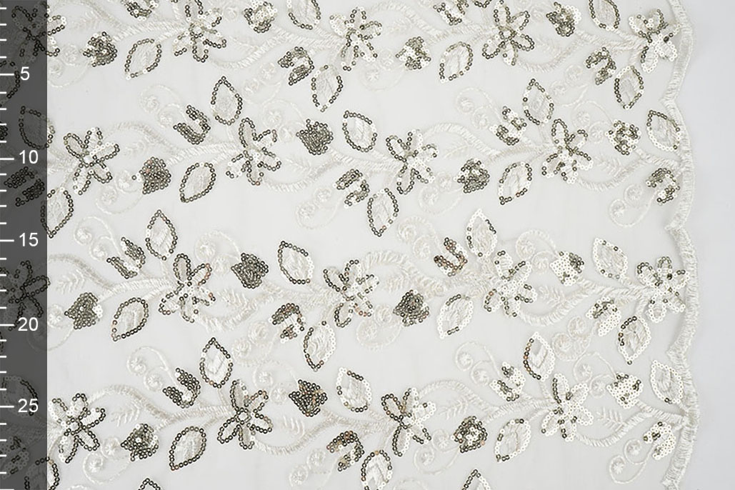 Mesh Embroidered Sequins Melissa Off-White