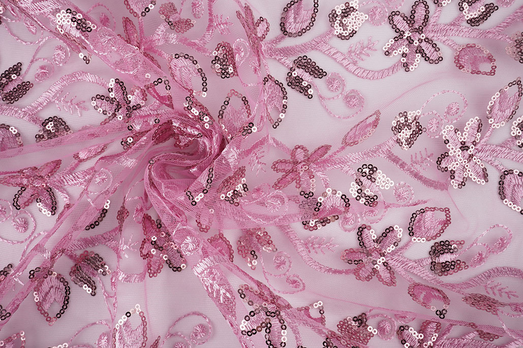 Mesh Embroidered Sequins Melissa Dark Old Pink