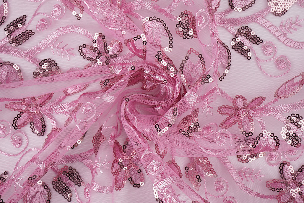 Mesh Embroidered Sequins Melissa Dark Old Pink