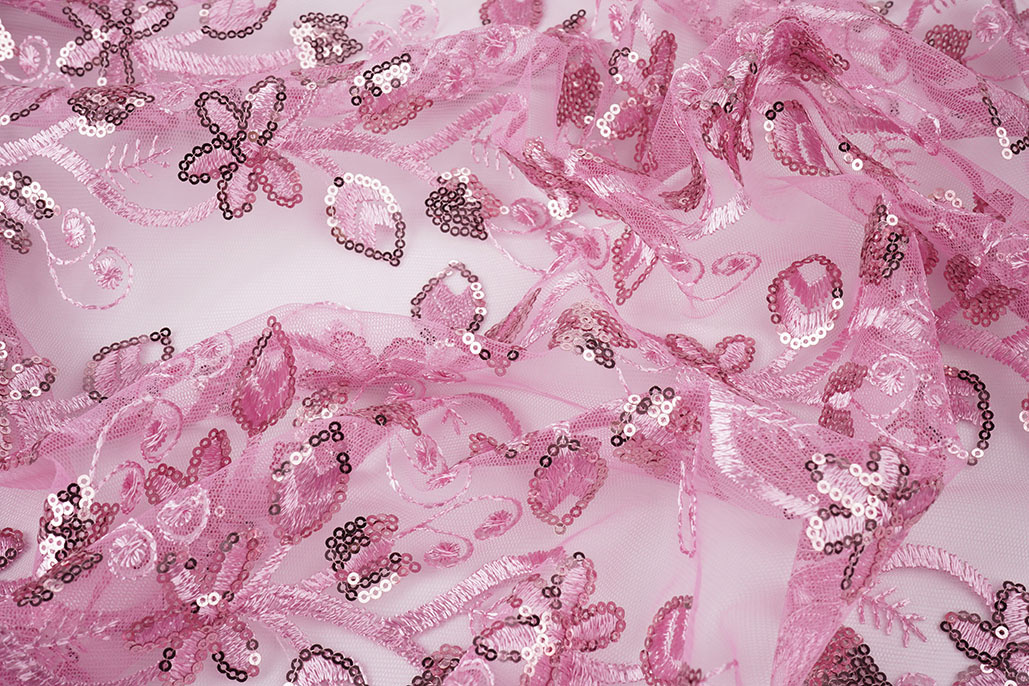 Mesh Embroidered Sequins Melissa Dark Old Pink