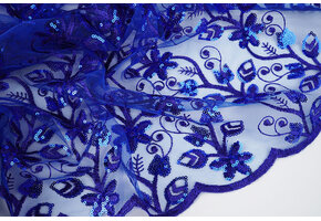 Mesh Embroidered Sequins Melissa Cobalt Blue