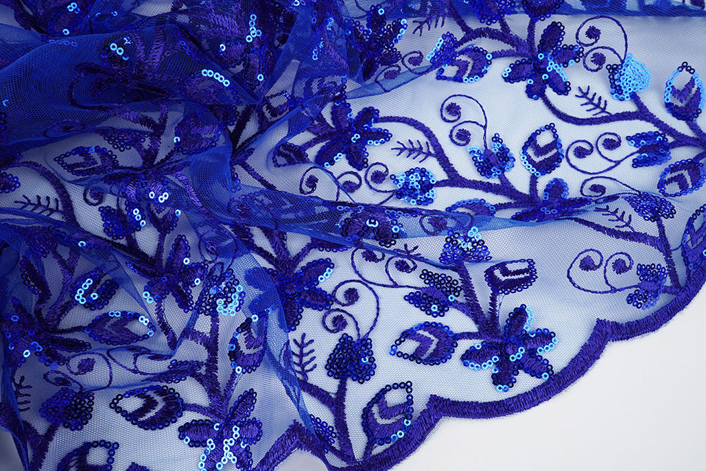 Mesh Embroidered Sequins Melissa Cobalt Blue