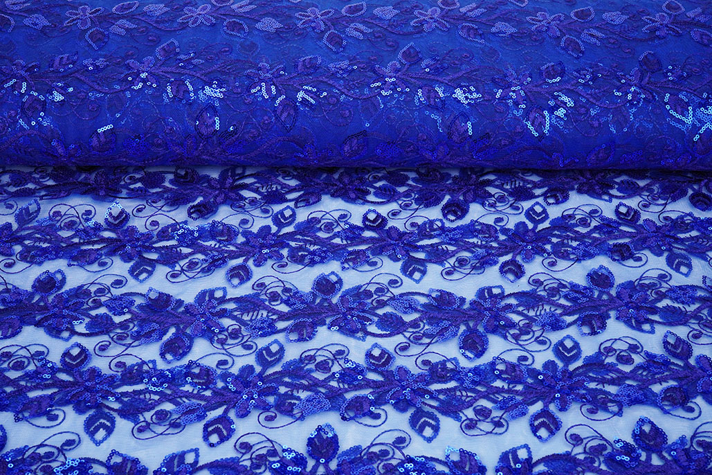 Mesh Embroidered Sequins Melissa Cobalt Blue