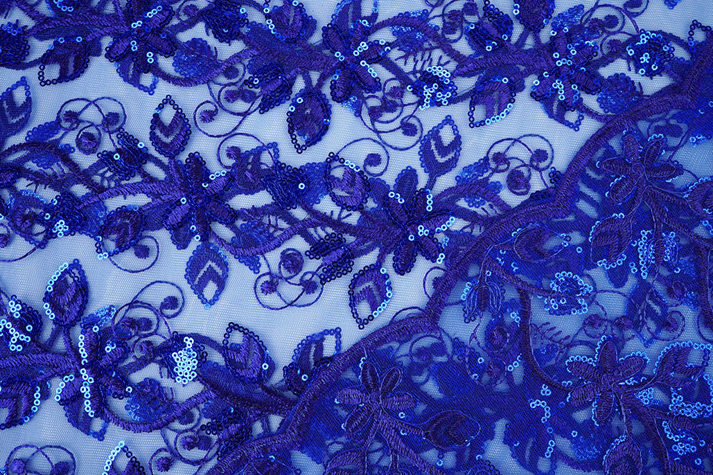Mesh Embroidered Sequins Melissa Cobalt Blue