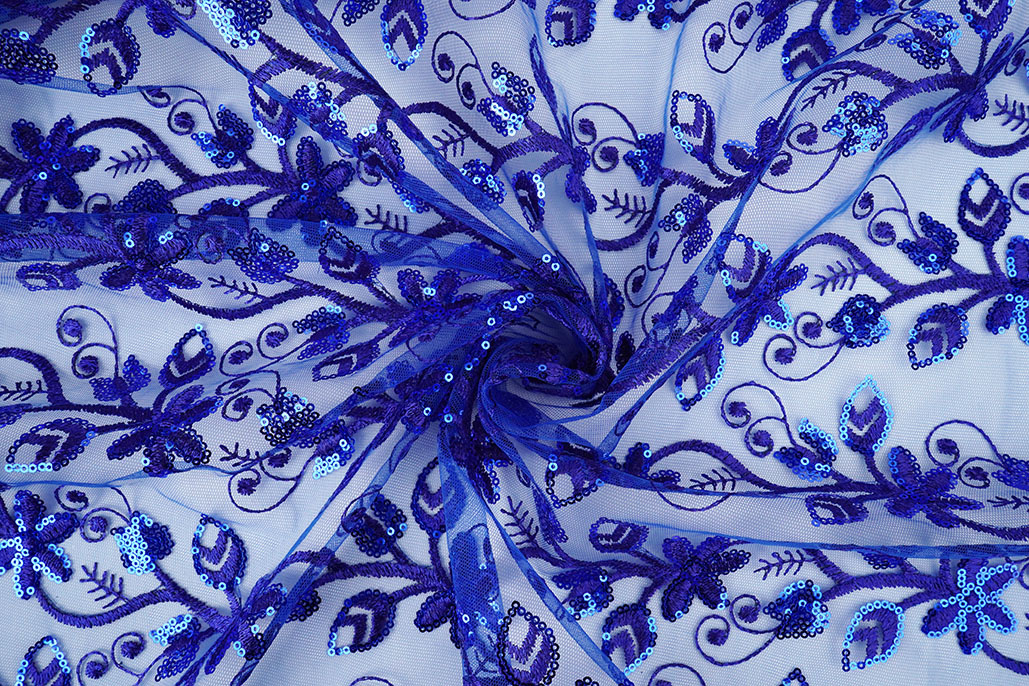 Mesh Embroidered Sequins Melissa Cobalt Blue