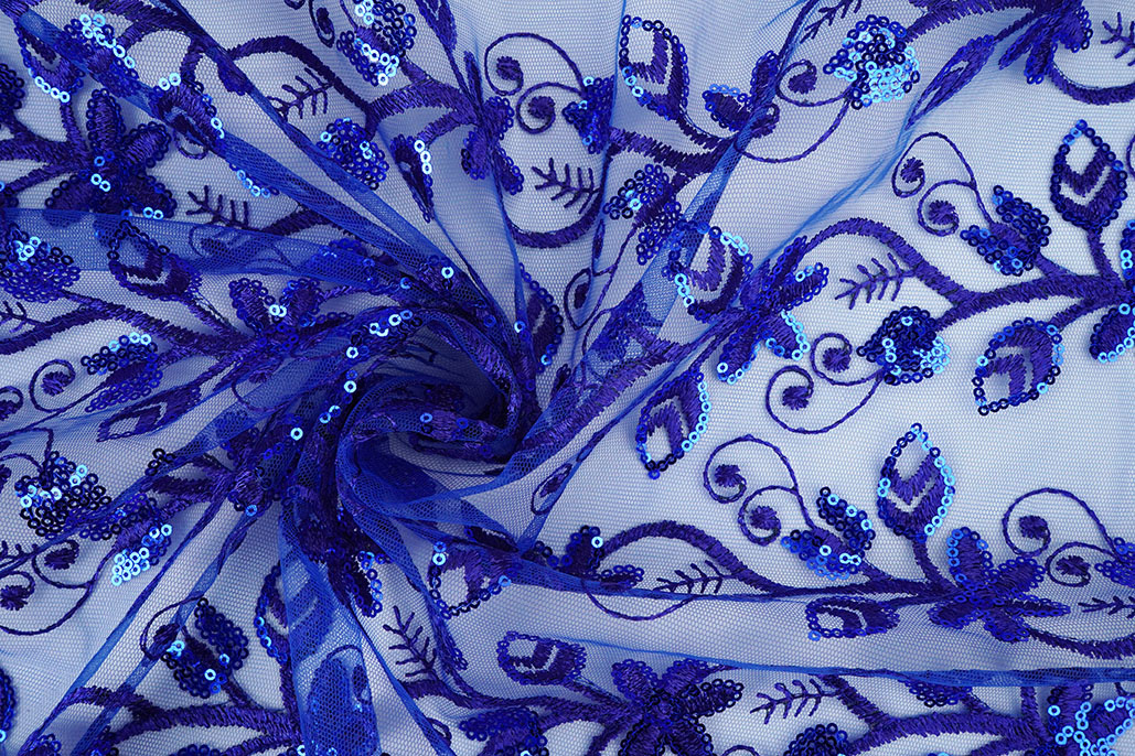 Mesh Embroidered Sequins Melissa Cobalt Blue