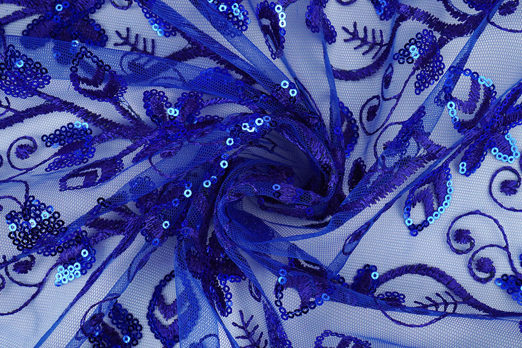 Mesh Embroidered Sequins Melissa Cobalt Blue