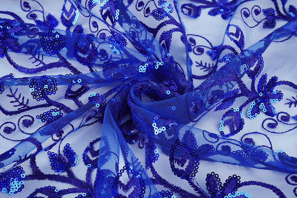 Mesh Embroidered Sequins Melissa Cobalt Blue