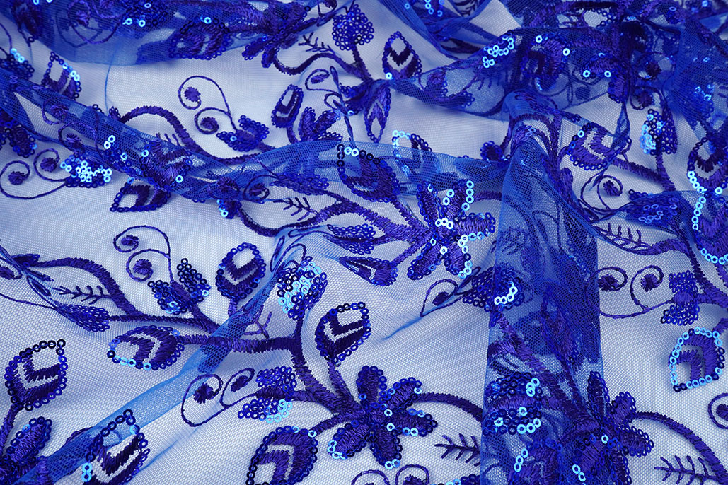 Mesh Embroidered Sequins Melissa Cobalt Blue