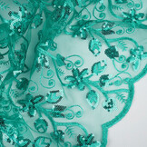 Mesh Geborduurd Pailletten Melissa Licht Zeegroen