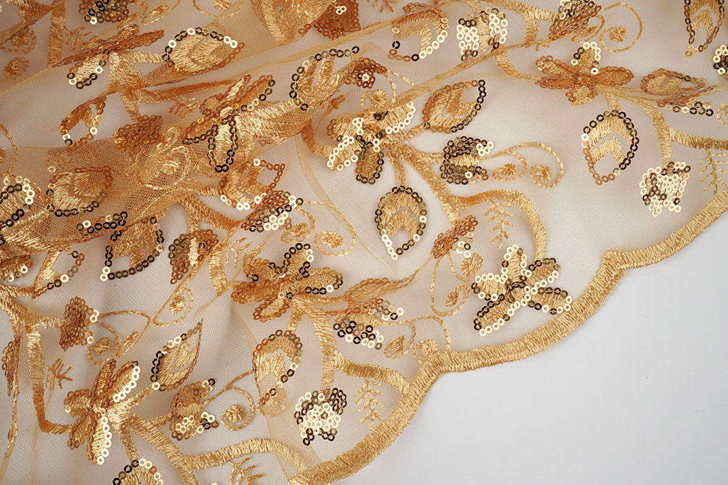 Mesh Embroidered Sequins Melissa Gold