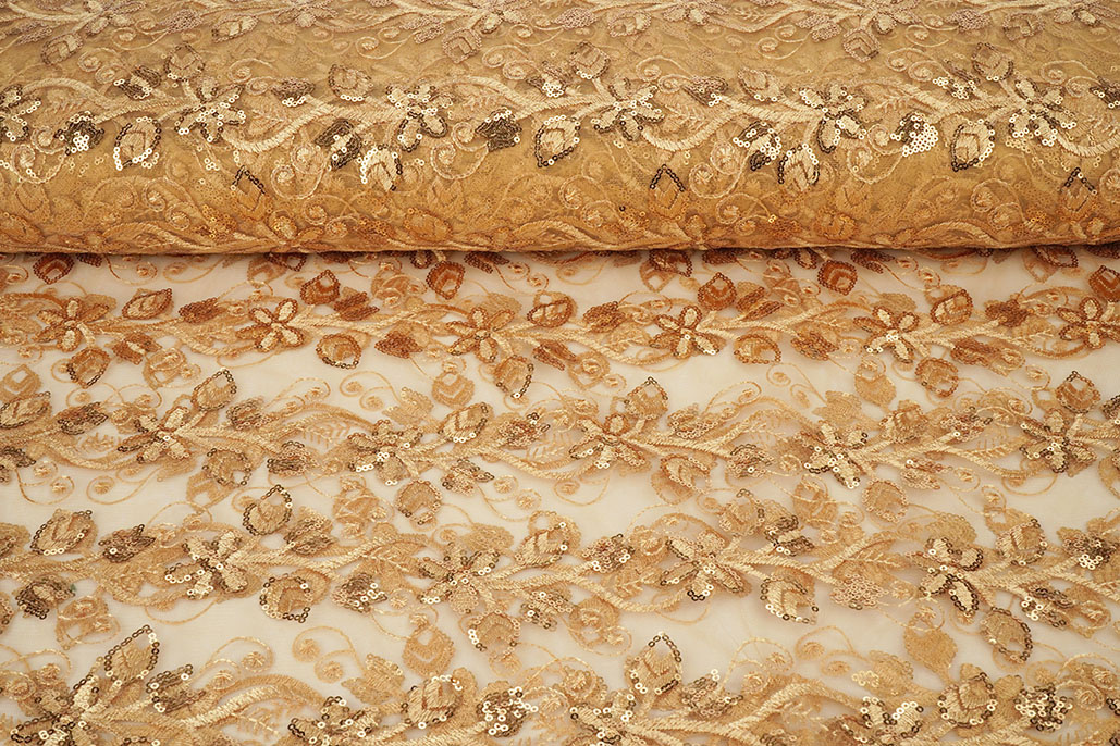 Mesh Embroidered Sequins Melissa Gold