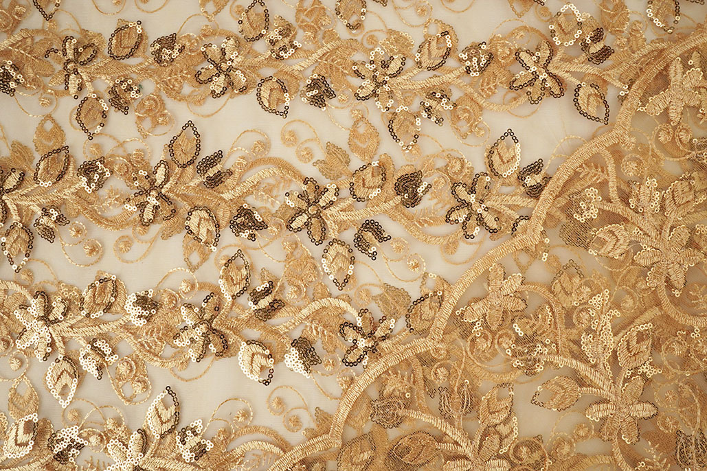 Mesh Embroidered Sequins Melissa Gold