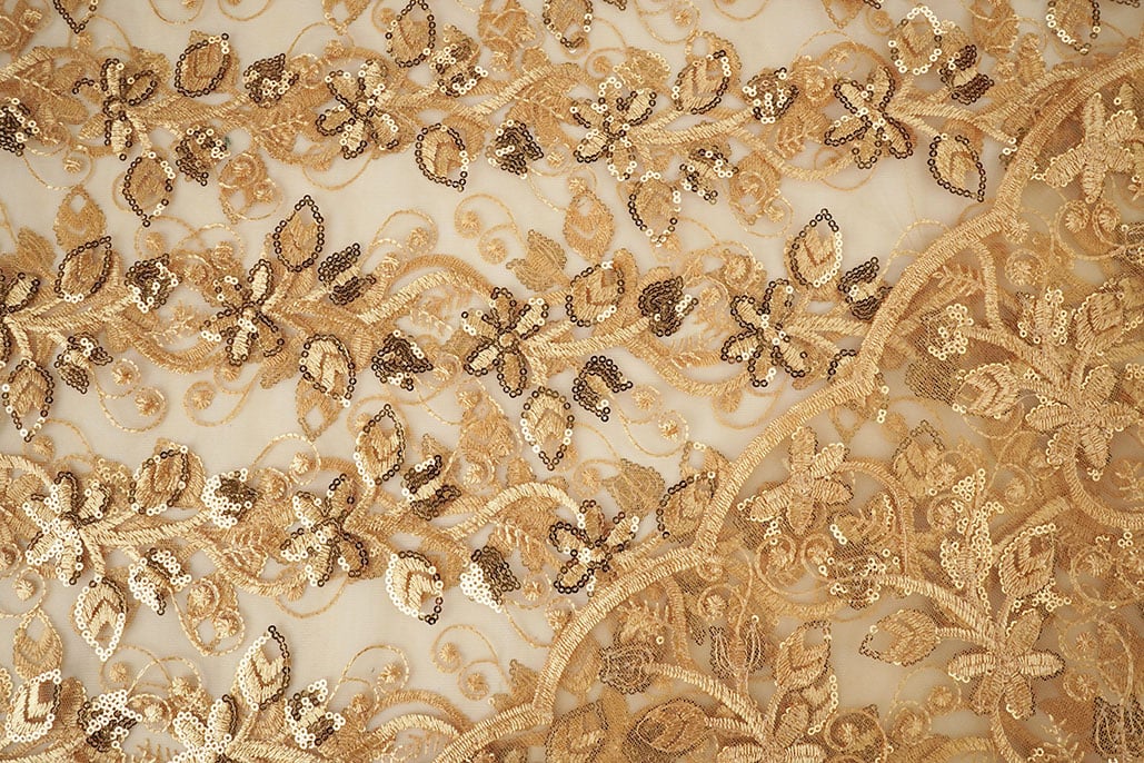 Mesh Geborduurd Pailletten Melissa Goud