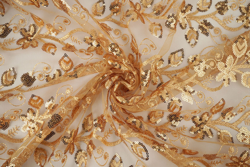 Mesh Embroidered Sequins Melissa Gold