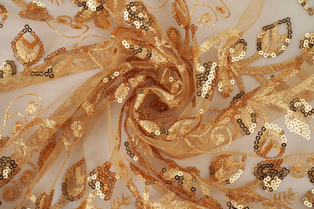 Mesh Embroidered Sequins Melissa Gold
