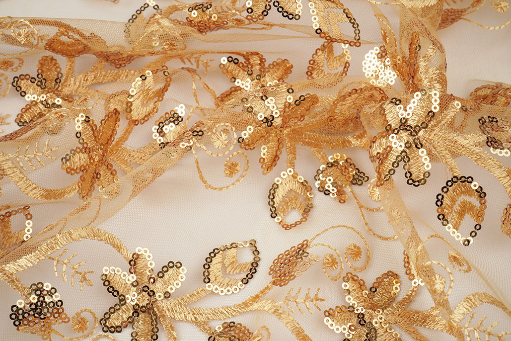 Mesh Embroidered Sequins Melissa Gold