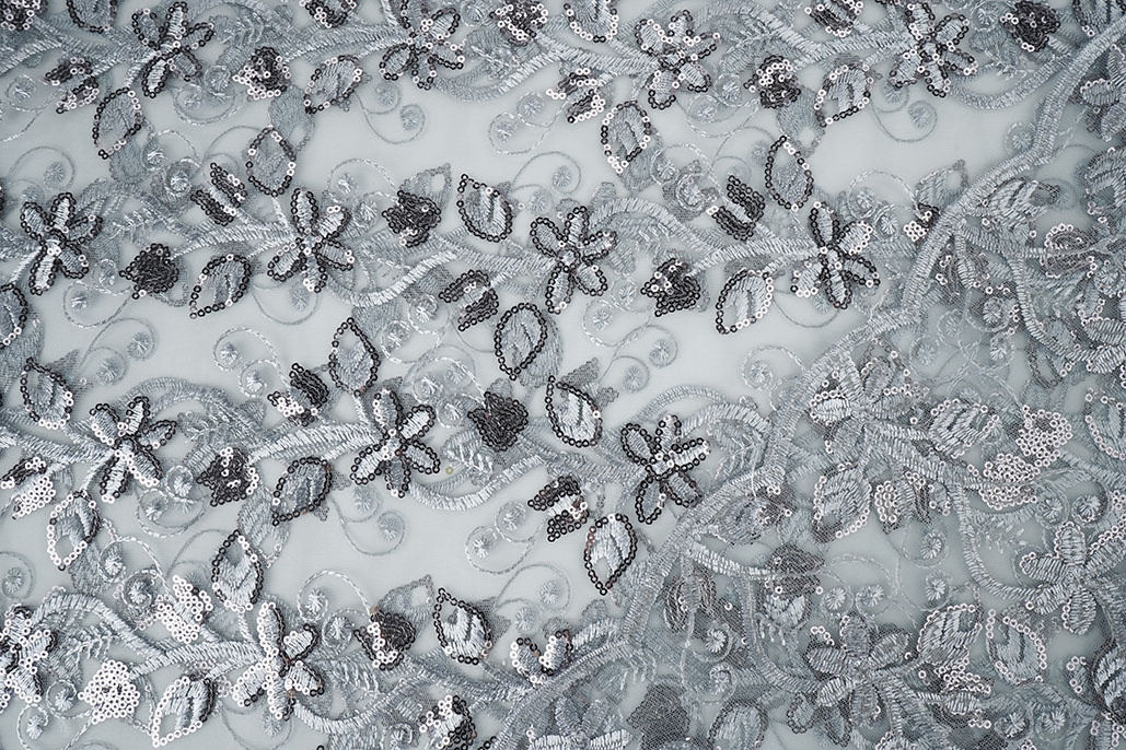 Netz Bestickt Pailletten Melissa Grau