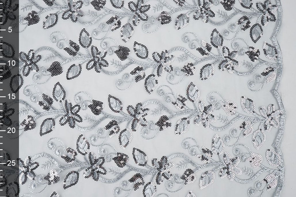 Netz Bestickt Pailletten Melissa Grau