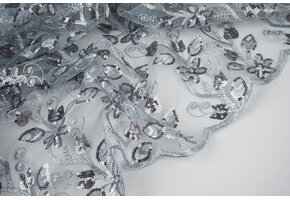 Netz Bestickt Pailletten Melissa Grau