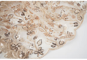 Netz Bestickt Pailletten Melissa Beige