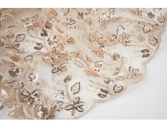 Mesh Embroidered Sequins Melissa Beige