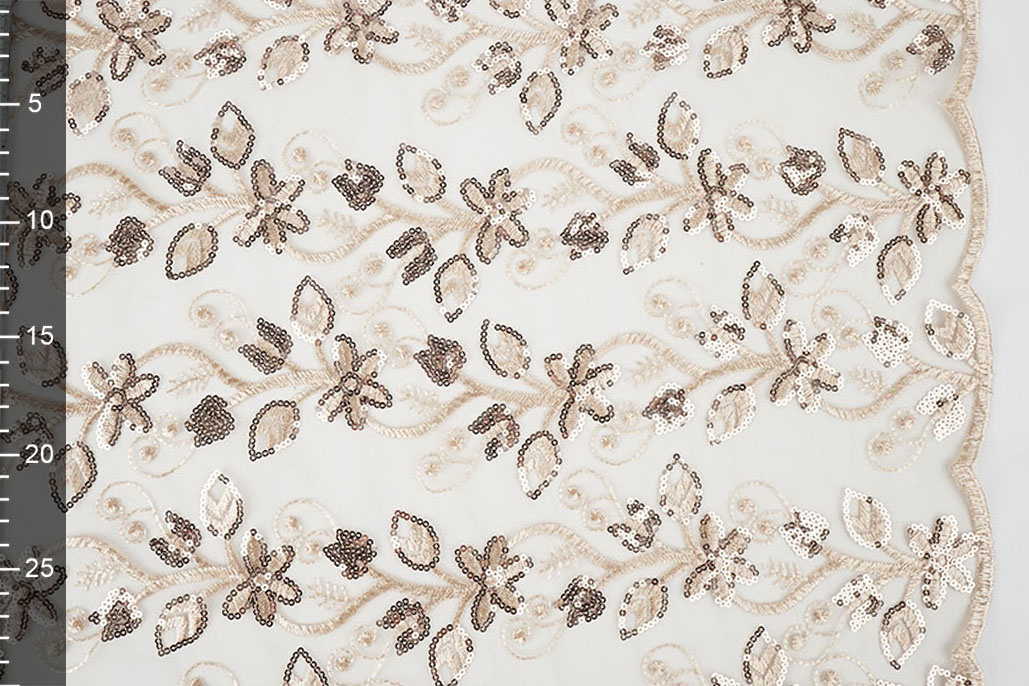 Netz Bestickt Pailletten Melissa Beige