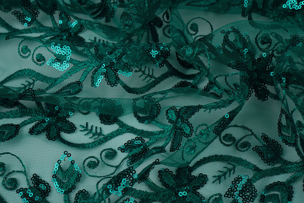 Mesh Embroidered Sequins Melissa Sea Green