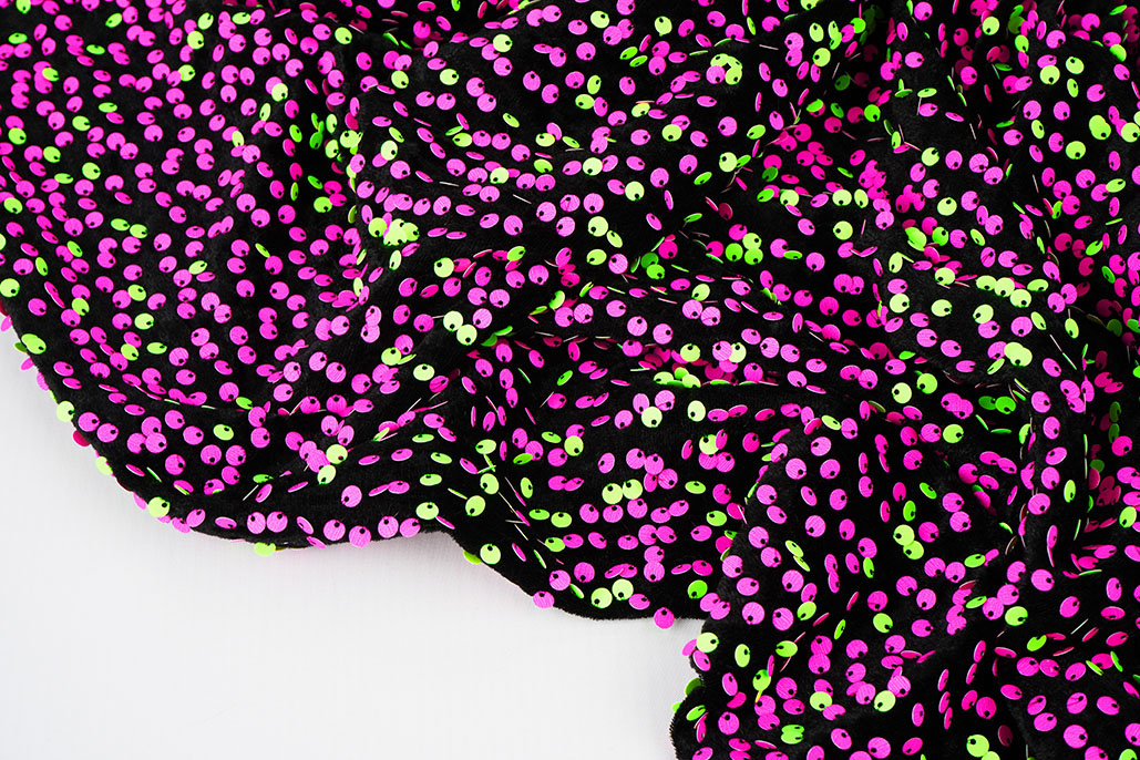 Sequins on Velvet Black - Fluor