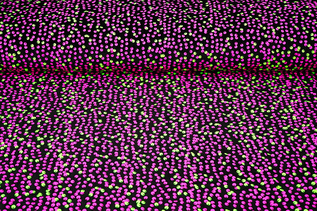 Pailletten auf Samt Schwarz - Fluor