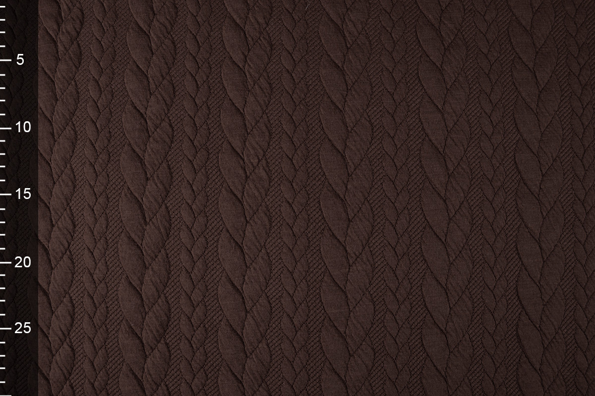 Knitted Cable Fabric Tricot Brown