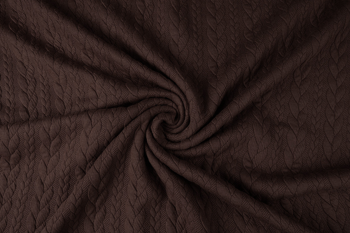 Knitted Cable Fabric Tricot Brown