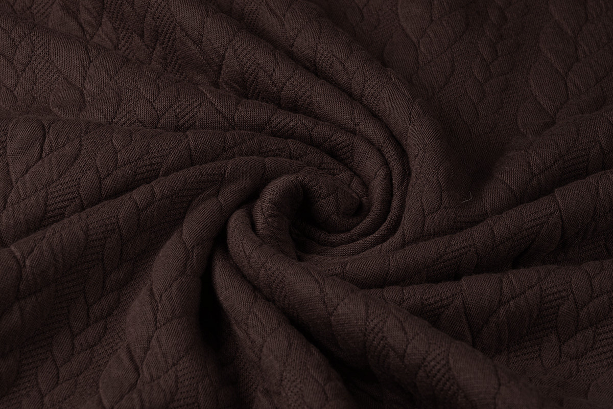 Knitted Cable Fabric Tricot Brown
