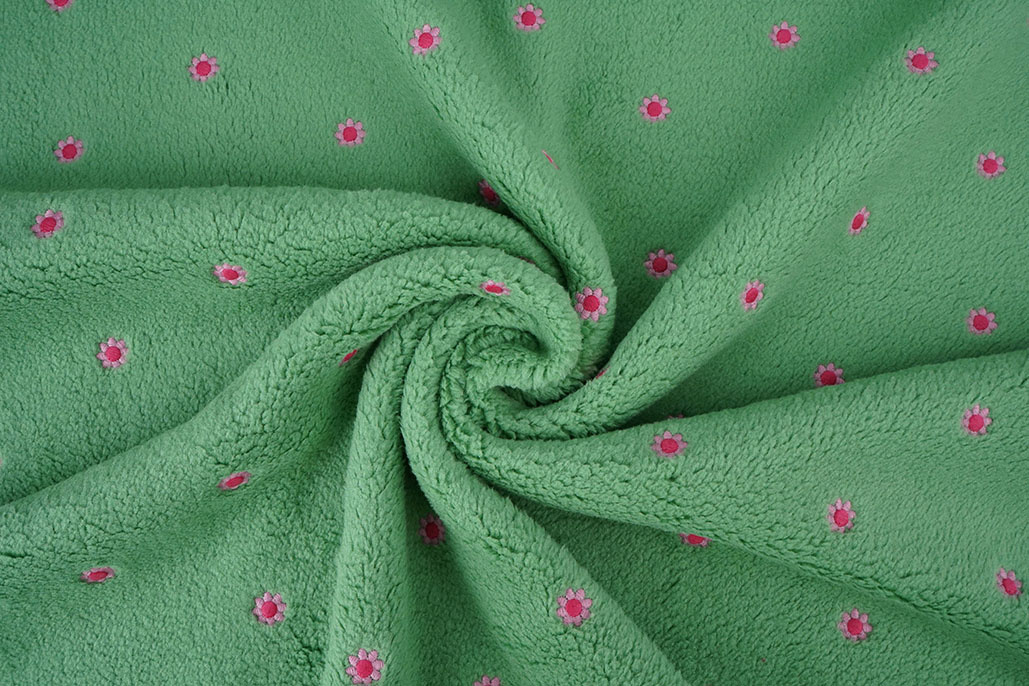 Teddy Stof Geborduurd Bloemen Camilla Groen